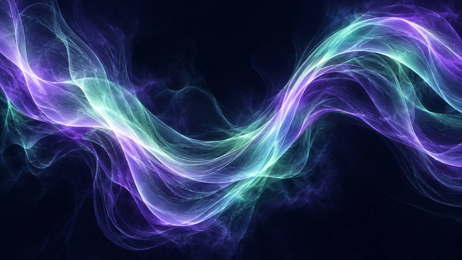 Aurora concept still: flowing violet and mint ribbons